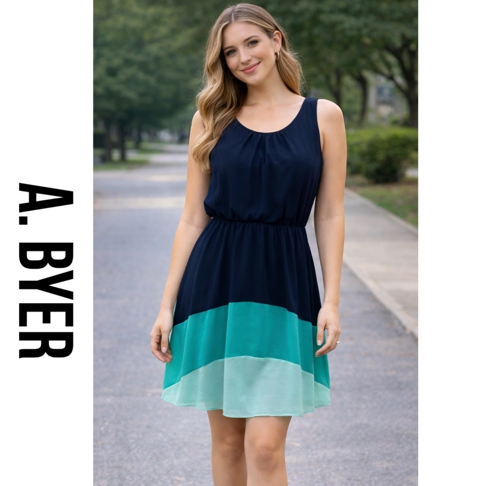 Navy teal sleeveless dress